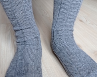 Set 2X Premium Wool Socks/Winter Wool Socks/Undyed Lambs Wool+Organic Cotton/Wool Crew Socks/Midweight Wool Socks/Bed Sock/Made in Italy