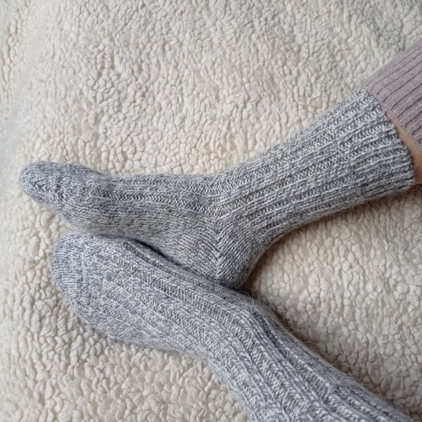 Alpaca Wool Socks/Thick Alpaca Wool Socks/Knit Wool Socks/Warm Snug Wool Socks/Heavy Duty Alpaca Socks/Undyed Wool Socks/Made in Italy