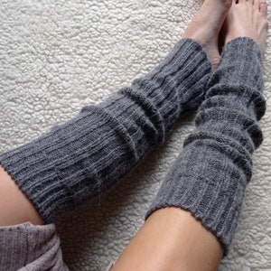 Jambières en laine d'alpaga/Chaussettes italiennes hautes en laine épaisse/Jambières hautes/Chaussettes de yoga/Chaussettes de danse/Jambières de Pilates Fabriqué en Italie Gray