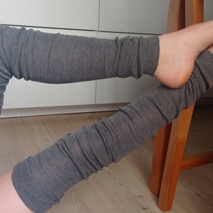 Thin Over Knee High Socks, Bohemia socks warmers, Very long leg warmers, Long Winter Socks For Women, Gray leg warmers, Made in Italy image 1