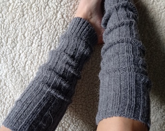 Italian Alpaca Wool Leg Warmers; Long knitted thick wool socks; Weaven knee high leg warmers; Flip flop yoga dance socks; Made in Italy