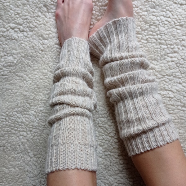 Alpaca Wool Leg Warmers/Italian Tall knitted thick wool sock/Knee high leg warmers/Yoga socks/Dance socks/Pilates leg warmers Made in Italy