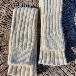 Jambières en laine d'alpaga italienne Chaussettes longues tricotées en laine épaisse Jambières hautes tissées Chaussettes de danse de yoga tongs Fabriqué en Italie White