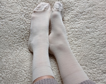 Set 3X All-season Wool Socks /Natural Wool Everyday Socks/Undyed Lambs Wool + Organic Cotton/Wool Walking Socks/Gift for her/Made in Italy