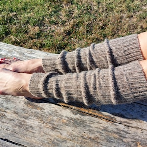 Jambières en laine d'alpaga italienne Chaussettes longues tricotées en laine épaisse Jambières hautes tissées Chaussettes de danse de yoga tongs Fabriqué en Italie image 1