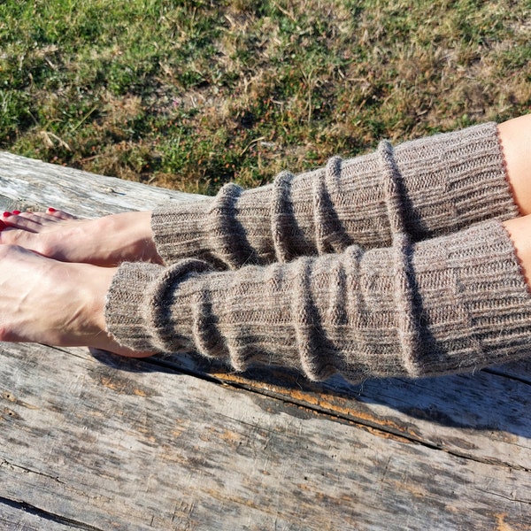 Italian Alpaca Wool Leg Warmers; Long knitted thick wool socks; Weaven knee high leg warmers; Flip flop yoga dance socks; Made in Italy