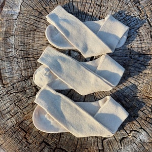 Lot de 3 chaussettes hautes longues en coton biologique en chanvre Blanc beige écru naturel non teint Chaussettes de randonnée respirantes qui évacuent l'humidité Fabriqué en Italie image 10