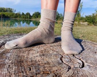 3 paires de chaussettes en lin bio ; Chaussettes élégantes et décontractées ; Chaussettes d'été naturelles et respirantes, chaussettes légères en pur lin ; Fabriqué en Italie