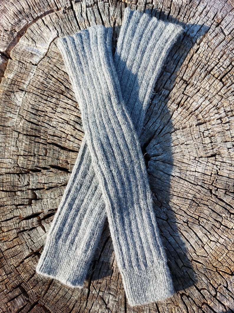 Italian Alpaca Wool Leg Warmers Long knitted thick wool socks Weaven knee high leg warmers Flip flop yoga dance socks Made in Italy image 9
