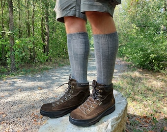 2x SET Warm Hiking Wool Socks/Knee-High Wool Socks/Tall Wool Socks/Trekking Socks/Winter Lambs Wool + Organic Cotton Socks/Made in Italy