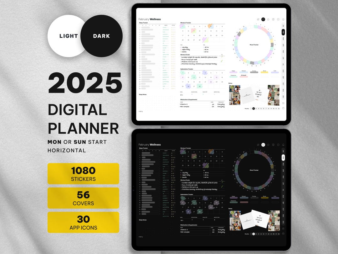 2025 Digital Planner Landscape for Ipad, Landscape, Hyperlinked PDF ...