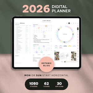 2026 Digital Planner, Hyperlinked PDF for iPad, Aesthetic and Minimalist, GoodNotes Compatible, Stickers and Covers
