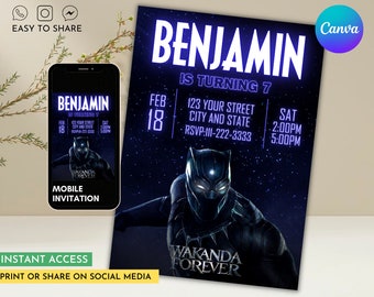 Printable Black Panther Birthday Party Invitation - Etsy