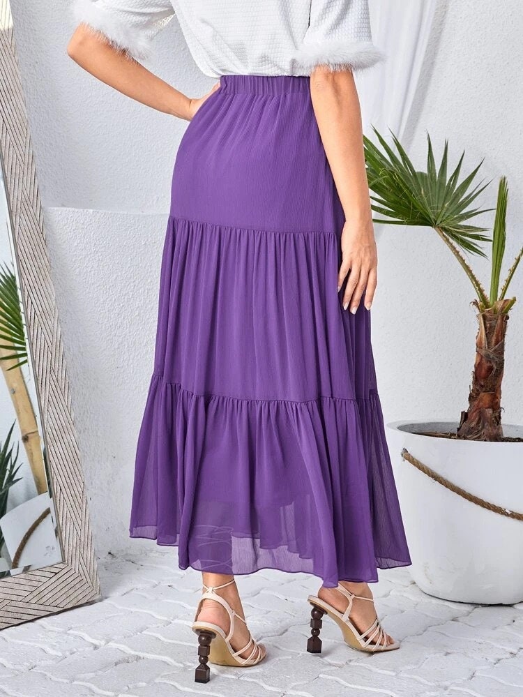 Layer Maxi Skirt, Maxi High Waist Skirt, Ruffel Skirt, Black Bally Dance Skirt, High Waist