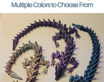 3D Printed Large Articulated Dragon | 19.5 inches | PLA | Multiple Colors