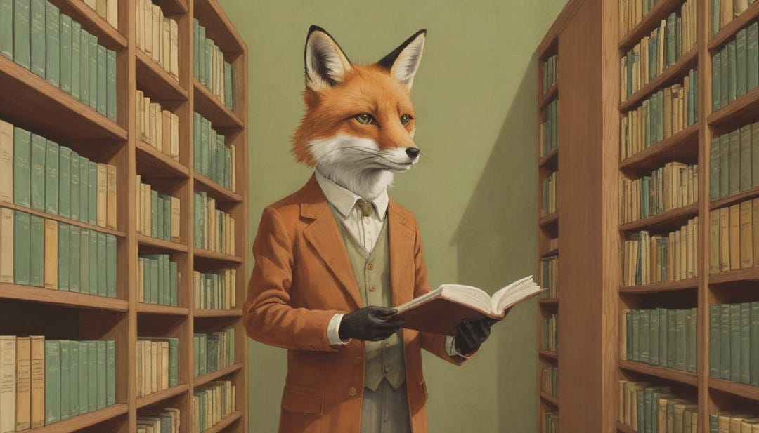 Vintage Fox Librarian Art Print - Dark Academia Fox in Suit Poster ...