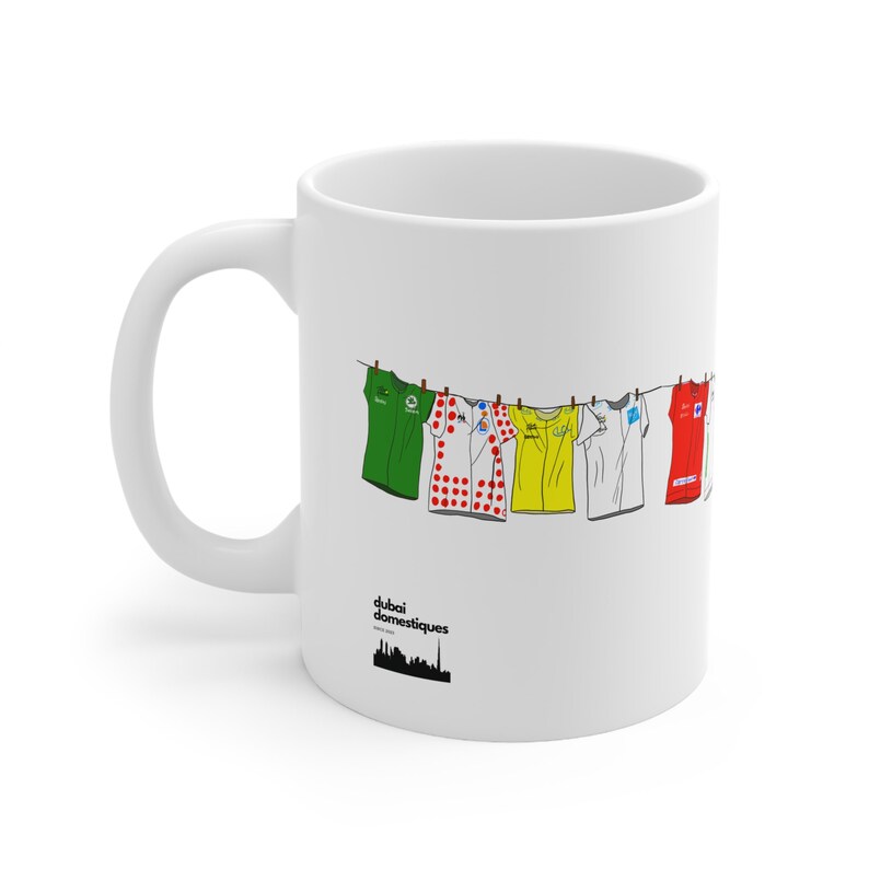 Grand Tour Cycling Mug, Ceramic Cup with Tour De France, Vuelta, Giro Shirt Illustrations, Ideal Gift for Cyclists, Road Racing History image 8