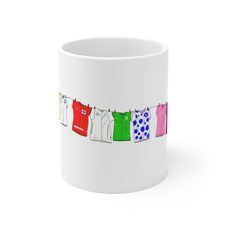 Grand Tour Cycling Mug, Ceramic Cup with Tour De France, Vuelta, Giro Shirt Illustrations, Ideal Gift for Cyclists, Road Racing History image 7