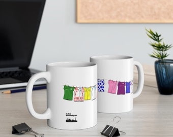 Grand Tour Cycling Mug, Ceramic Cup with Tour De France, Vuelta, Giro Shirt Illustrations, Ideal Gift for Cyclists, Road Racing History