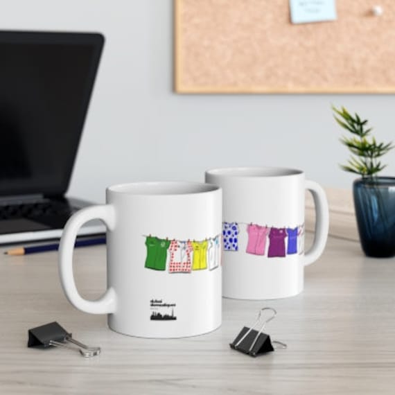 Grand Tour Cycling Mug, Ceramic Cup with Tour De France, Vuelta, Giro Shirt Illustrations, Ideal Gift for Cyclists, Road Racing History