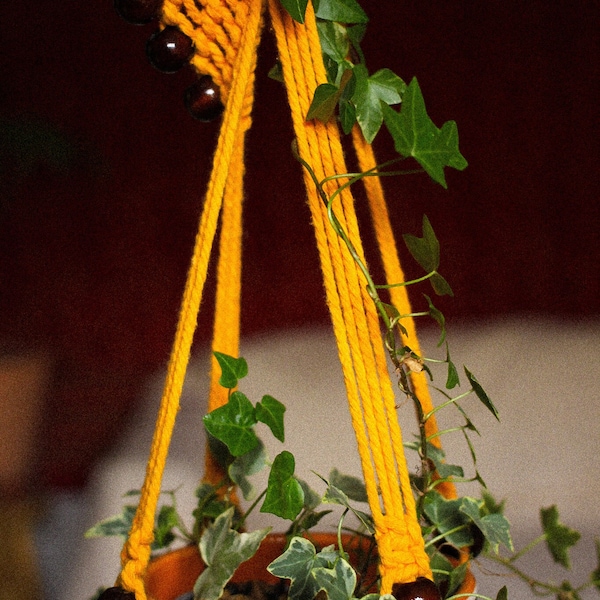 Suspension spirale pour plante orange et marron