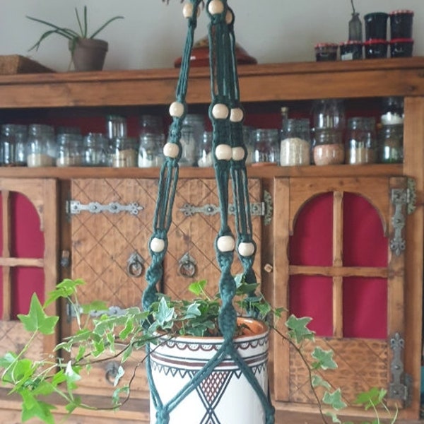 Suspension en macramé pour plantes avec perles