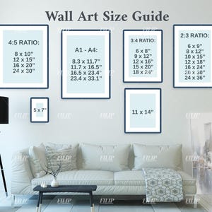 Wall Art Size Guide, Frame Size Guide, Digital Print Size Mockup, Poster Size, Ratio A1 to A4 2x3, 3x4, 4x5, 5x7, 11x14 Modern Interior #2