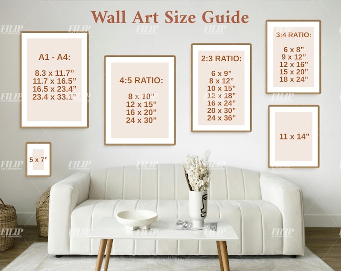 Wall Art Size Guide, Frame Size Guide, Wall Display Guide, Print Size ...
