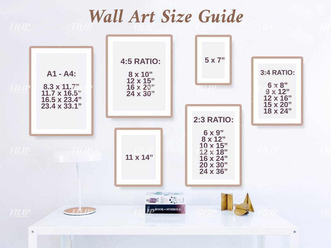 Wall Art Size Guide, Frame Size Guide, Digital Print Size Mockup