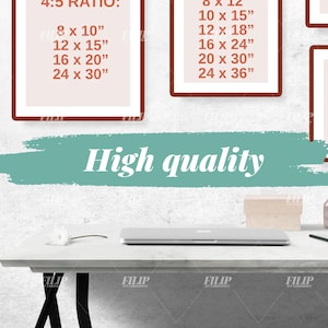 Wall Art Size Guide, Frame Size Guide, Digital Print Size Mockup, Poster Size, desk and laptop Ratio A1 to A4 2x3, 3x4, 4x5, 5x7, 11x14 image 2