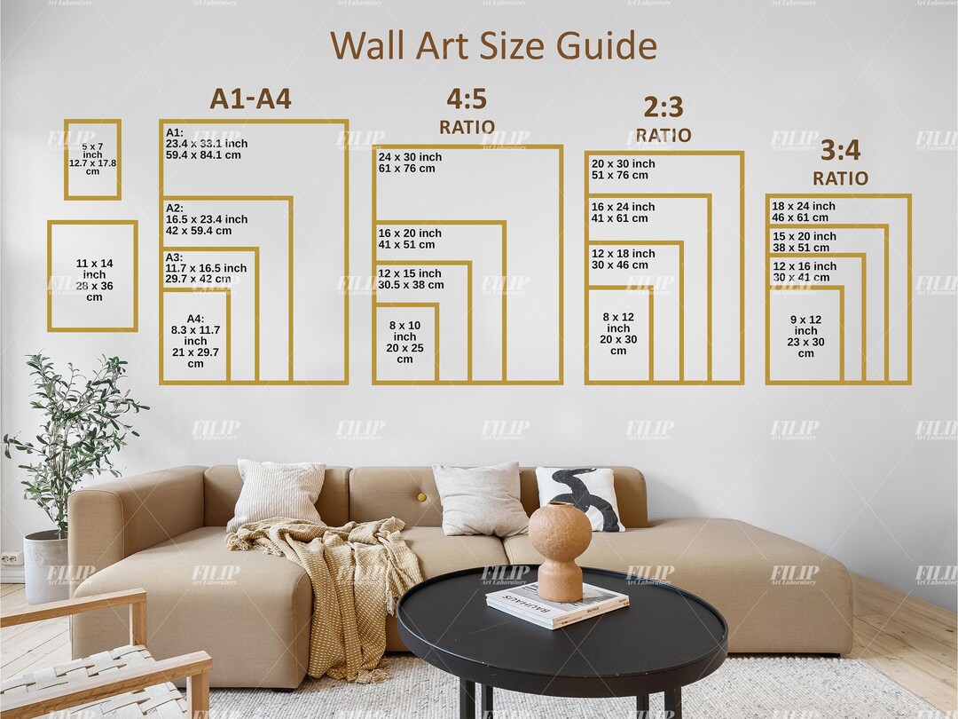 Wall Art Size Guide, Frame Size Guide, Wall Display Guide, Print Size ...
