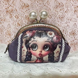 Grand porte monnaie "jolie Betty". Porte monnaie fait main.  Idée cadeau femme. Porte monnaie unique