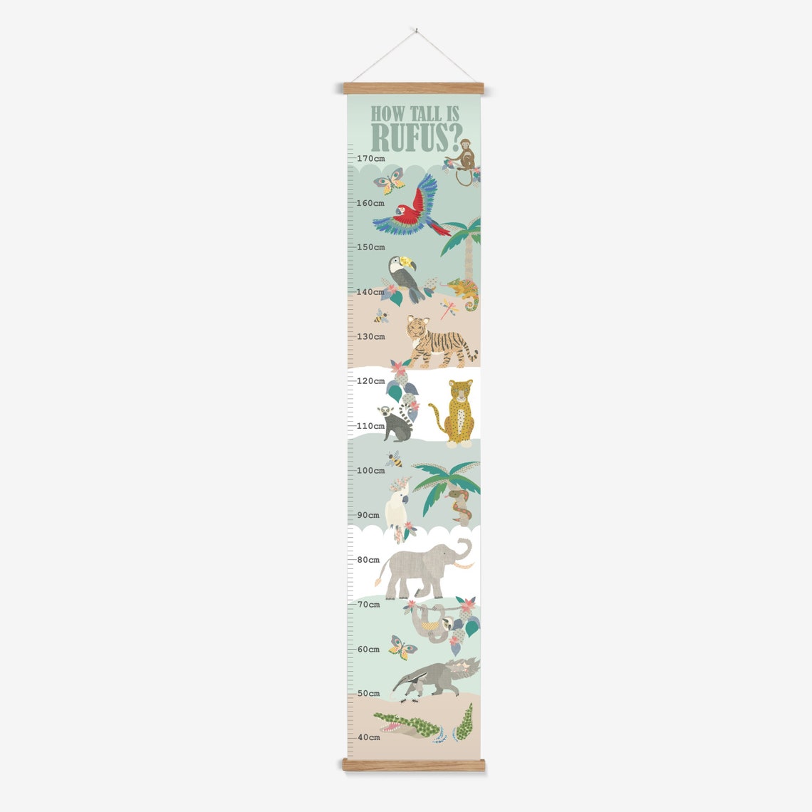 Personalised Height Chart for Children Jungle Animals Multiple