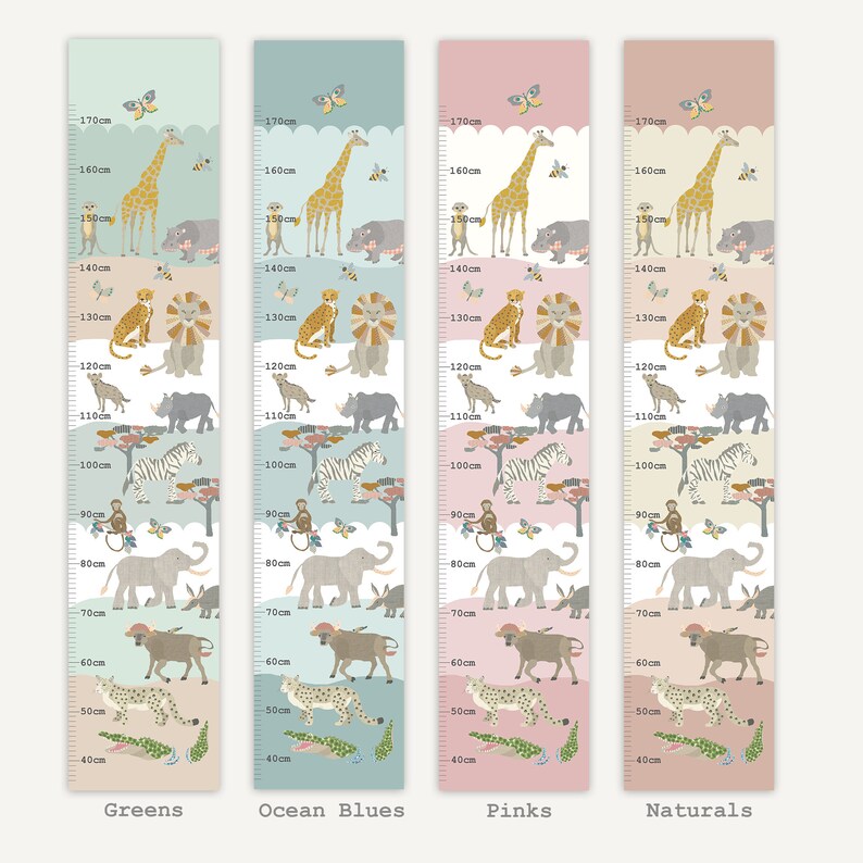 Height Chart for Children Safari Animals Etsy