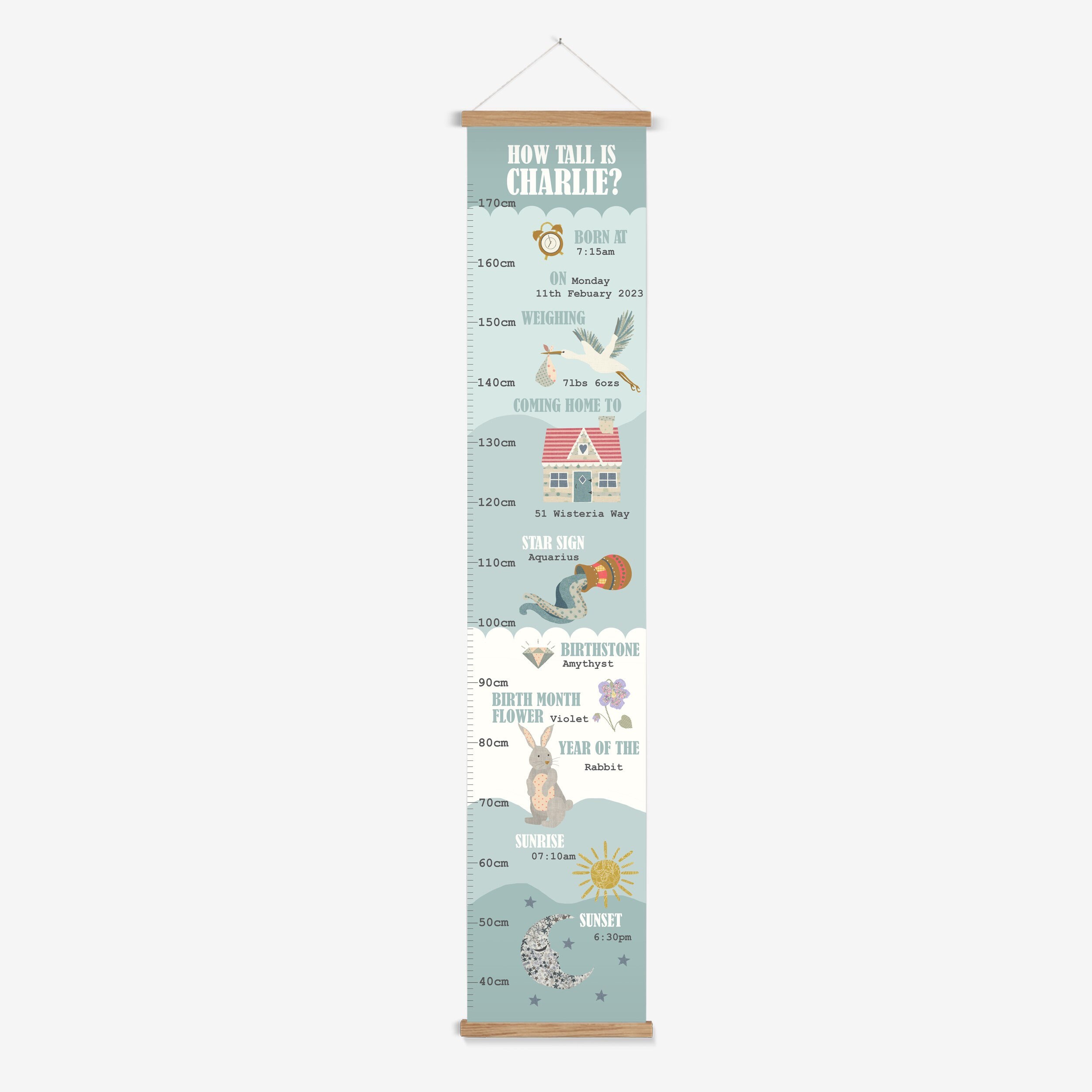 Personalised Height Chart for Children Baby Facts Etsy