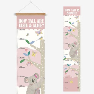 Personalised Height Chart for Children - Koala - Pretty & Pink