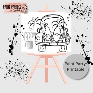 DIY Paint Party Printable Adult Paint & Sip Template Canvas Stencil Coloring Page Kids Download Art Party Girl Night Date Night Family Night
