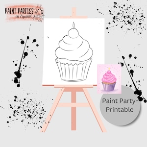 DIY Paint Party Printable Adult Paint & Sip Template Canvas Stencil Coloring Page Kids Download Art Party Girl Night Date Night Family Night