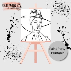 DIY Paint Party Printable Adult Paint & Sip Template Canvas Stencil Coloring Page Kids Download Art Party Girl Night Date Night Family Night