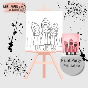 DIY Paint Party Printable Adult Paint & Sip Template Canvas Stencil Coloring Page Kids Download Art Party Girl Night Date Night Family Night