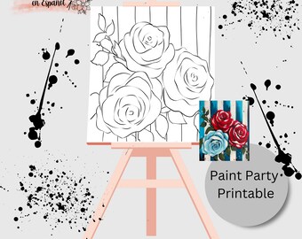 DIY Paint Party Printable Adult Paint & Sip Template Canvas Stencil ...