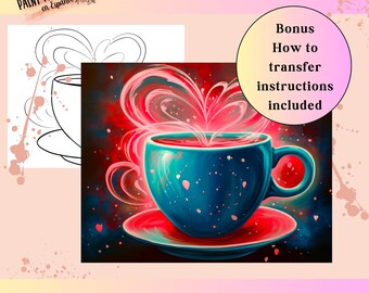 DIY Paint Party Printable Adult Paint & Sip Template Canvas Stencil Coloring Page Kids Download Art Party Girl Night Date Night Family Night
