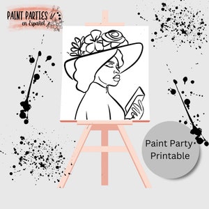 DIY Paint Party Printable Adult Paint & Sip Template Canvas Stencil Coloring Page Kids Download Art Party Girl Night Date Night Family Night