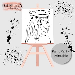 DIY Paint Party Printable Adult Paint & Sip Template Canvas Stencil Coloring Page Kids Download Art Party Girl Night Date Night Family Night
