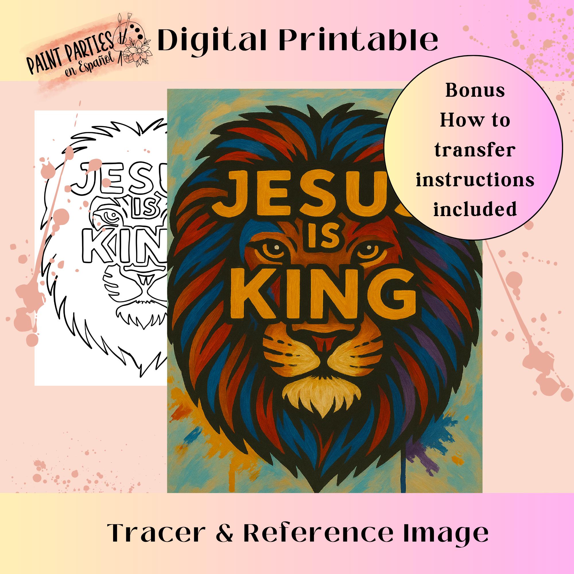 Faith Sip and Paint Party Template: Lion Canvas (Digital Download)