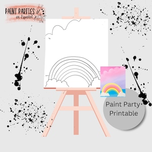 DIY Paint Party Printable Adult Paint & Sip Template Canvas Stencil Coloring Page Kids Download Art Party Girl Night Date Night Family Night