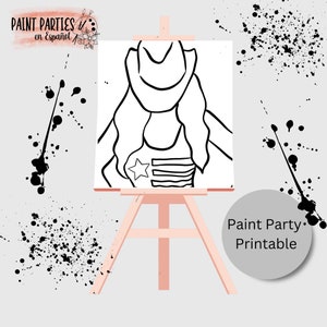 DIY Paint Party Printable Adult Paint & Sip Template Canvas Stencil Coloring Page Kids Download Art Party Girl Night Date Night Family Night