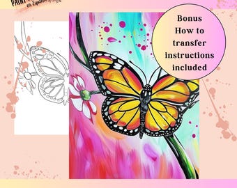 Sip and Paint Party Template DIY Canvas Printable Coloring Page Party Printable Adult Paint & Sip Template Canvas Stencil Kids Download