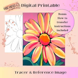 DIY Paint Party Printable Erwachsene Farbe & Sip Vorlage Leinwand Schablone Malseite Kinder Download Art Party Girl Night Date Night Familiennacht
