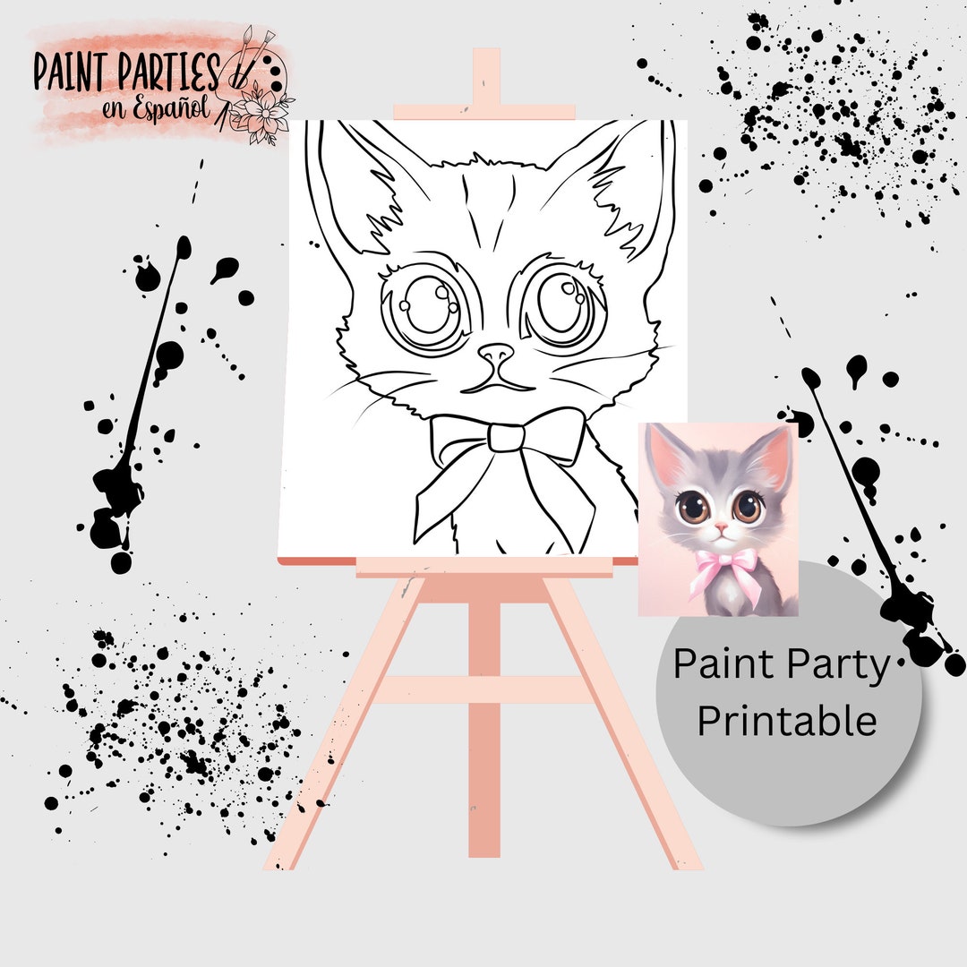 DIY Paint Party Kitten Canvas Template (digital Download) - Etsy